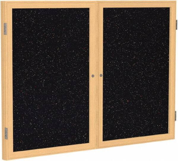 Ghent - 48" Wide x 36" High Enclosed Cork Bulletin Board - Rubber, Confetti (Color) - Apex Tool & Supply