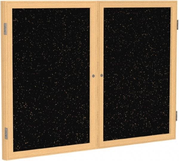 Ghent - 48" Wide x 36" High Enclosed Cork Bulletin Board - Rubber, Tan Speckled - Apex Tool & Supply
