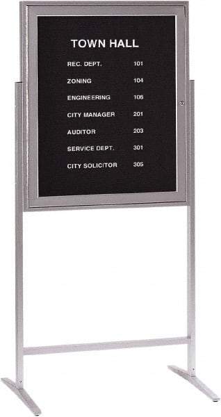 Ghent - 1 Door, 30 Inch Wide x 36 Inch High, Acrylic Enclosed Letter Board - Silver Satin - Apex Tool & Supply