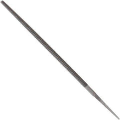Anglo American - 10" Long, Smooth Cut, Round American-Pattern File - Double Cut, 0.37" Overall Thickness, Tang - Apex Tool & Supply