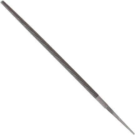 Anglo American - 10" Long, Second Cut, Round American-Pattern File - Double Cut, 0.37" Overall Thickness, Tang - Apex Tool & Supply