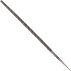 Anglo American - 10" Long, Second Cut, Round American-Pattern File - Double Cut, 0.37" Overall Thickness, Tang - Apex Tool & Supply