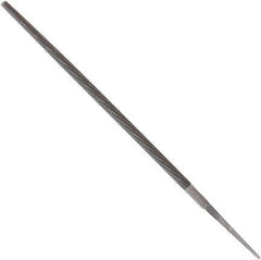 Anglo American - 14" Long, Bastard Cut, Round American-Pattern File - Double Cut, 0.57" Overall Thickness, Tang - Apex Tool & Supply