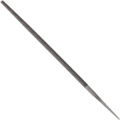 Anglo American - 12" Long, Second Cut, Round American-Pattern File - Double Cut, 0.45" Overall Thickness, Tang - Apex Tool & Supply