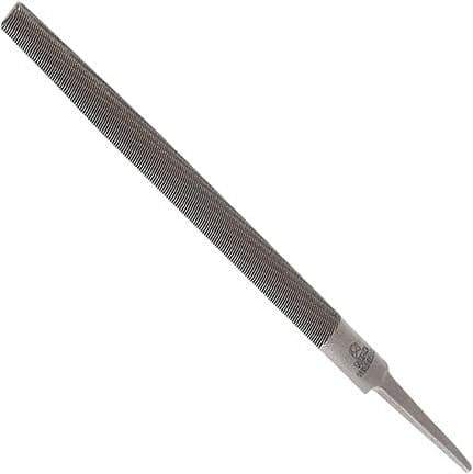 Anglo American - 12" Long, Bastard Cut, Half Round American-Pattern File - Double Cut, 0.32" Overall Thickness, Tang - Apex Tool & Supply