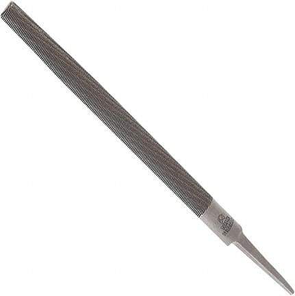 Anglo American - 12" Long, Second Cut, Half Round American-Pattern File - Double Cut, 0.32" Overall Thickness, Tang - Apex Tool & Supply