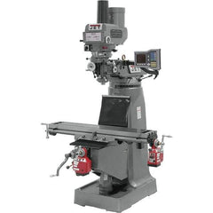 Jet - 9" Table Width x 49" Table Length, Variable Speed Pulley Control, 3 Phase Knee Milling Machine - R8 Spindle Taper, 3 hp - Apex Tool & Supply