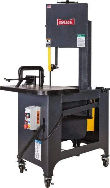 Dake - 9 Inch Throat Capacity, Step Pulley Vertical Bandsaw - 309, 618, 1191, 2382 RPM, 1 HP, Three Phase - Apex Tool & Supply