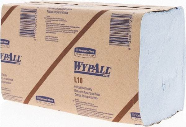 WypAll - L10 Dry Glass & Lens Wipes - 9" x 10-1/4" Sheet Size, Blue - Apex Tool & Supply