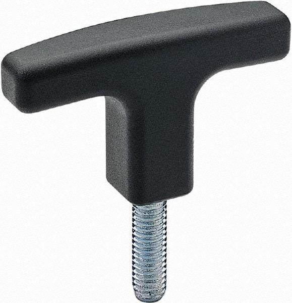 Elesa - 3-1/8" Head Length, Threaded Stem T Handle - Black - Apex Tool & Supply