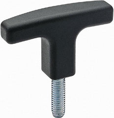 Elesa - 3-1/8" Head Length, Threaded Stem T Handle - Black - Apex Tool & Supply