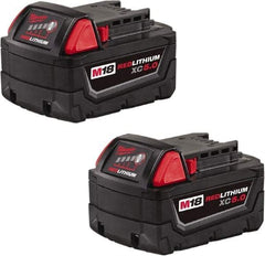 Milwaukee Tool - 18 Volt Lithium-Ion Power Tool Battery - 5 Ahr Capacity, 110 min Charge Time, Series RED LITHIUM - Apex Tool & Supply