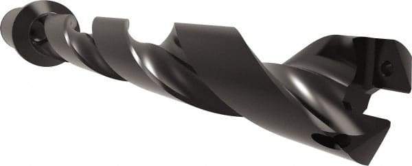 Allied Machine and Engineering - Series 32, 32 to 35mm Diam, 1-1/2" Diam Straight Shank with Flange, Helical Flute Spade Drill - 9-41/64" Max Depth, 11-23/32" Body Length, 14-13/32" OAL, Standard Length, Through Coolant - Apex Tool & Supply