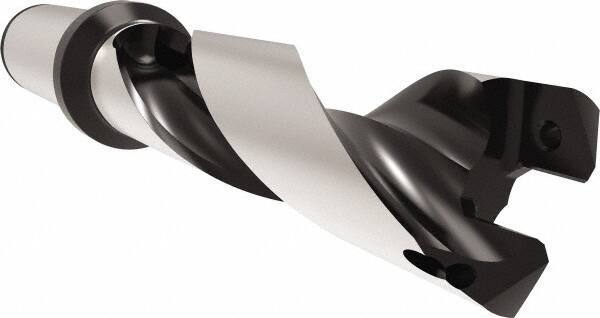 Allied Machine and Engineering - Series 26, 26 to 28.99mm Diam, 32mm Diam Straight Shank with Flange, Helical Flute Spade Drill - 87mm Max Depth, 128.1mm Body Length, 188.1mm OAL, Standard Length, Through Coolant - Apex Tool & Supply