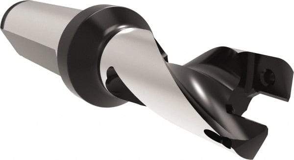 Allied Machine and Engineering - Series 16, 16 to 16.99mm Diam, 20mm Diam Straight Shank with Flange, Helical Flute Spade Drill - 21mm Max Depth, 50.8mm Body Length, 100.8mm OAL, Short Length, Through Coolant - Apex Tool & Supply