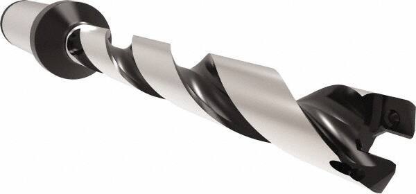 Allied Machine and Engineering - Series 11, 11 to 11.99mm Diam, 16mm Diam Straight Shank with Flange, Helical Flute Spade Drill - 83.9mm Max Depth, 110.6mm Body Length, 158.6mm OAL, Standard Length, Through Coolant - Apex Tool & Supply