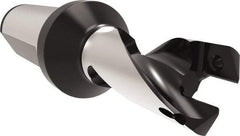 Allied Machine and Engineering - Series 18, 18 to 19.99mm Diam, 25mm Diam Straight Shank with Flange, Helical Flute Spade Drill - 22mm Max Depth, 56mm Body Length, 111.9mm OAL, Short Length, Through Coolant - Apex Tool & Supply