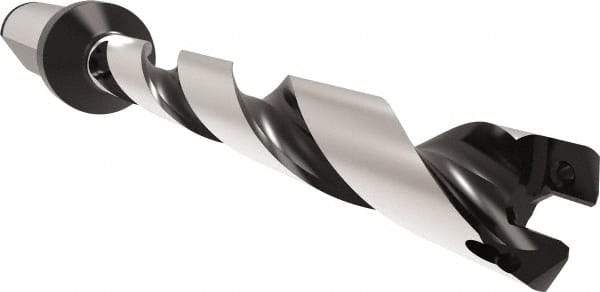 Allied Machine and Engineering - Series 11, 11 to 11.99mm Diam, 16mm Diam Straight Shank with Flange, Helical Flute Spade Drill - 83.9mm Max Depth, 110.6mm Body Length, 158.6mm OAL, Standard Length, Through Coolant - Apex Tool & Supply