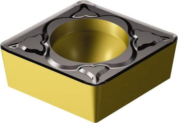 Sandvik Coromant - CCMT32.52 PM Grade 4325 Carbide Turning Insert - TiCN/AI2O3/TiN Finish, 80° Diamond, 3/8" Inscr Circle, 5/32" Thick, 1/32" Corner Radius - Apex Tool & Supply