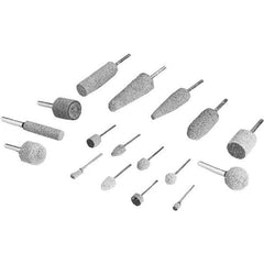 3M - 1/2" Head Diam x 1/2" Thickness, W185, Cylinder End, Aluminum Oxide Mounted Point - Gray, Coarse Grade, 34,500 RPM - Apex Tool & Supply