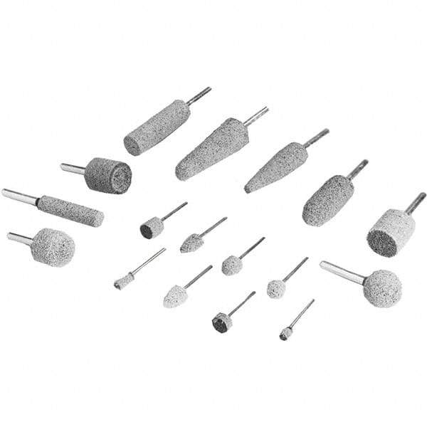 3M - 1/4" Head Diam x 1/2" Thickness, W163, Cylinder End, Aluminum Oxide Mounted Point - Gray, Medium Grade, 60,000 RPM - Apex Tool & Supply