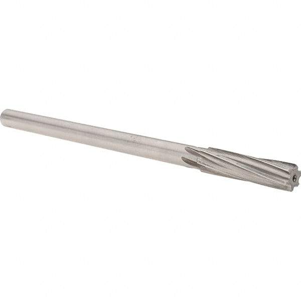 Alvord Polk - 1/2" High Speed Steel 6 Flute Chucking Reamer - Spiral Flute, 0.4355" Straight Shank, 2" Flute Length, 8" OAL - Apex Tool & Supply