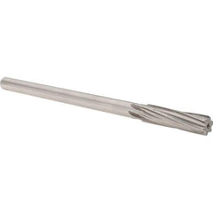Alvord Polk - 1/2" High Speed Steel 6 Flute Chucking Reamer - Spiral Flute, 0.4355" Straight Shank, 2" Flute Length, 8" OAL - Apex Tool & Supply