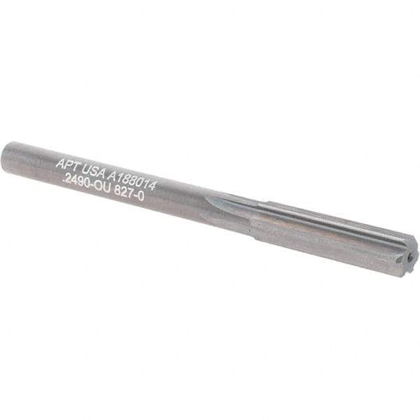 Alvord Polk - 1/4" Solid Carbide 6 Flute Chucking Reamer - Straight Flute, Straight Shank, 1" Flute Length, 3" OAL - Apex Tool & Supply