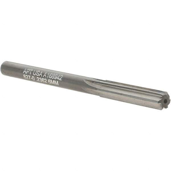 Alvord Polk - 6mm Solid Carbide 6 Flute Chucking Reamer - Straight Flute, Straight Shank, 1" Flute Length, 3" OAL - Apex Tool & Supply