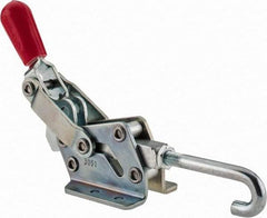 De-Sta-Co - 1,507 Lb Capacity, Horizontal, J Hook, Flanged Base, Carbon Steel Pull Action Latch Clamp - 3/4" Drawing Movement, 8.98" OAL, Straight Handle - Apex Tool & Supply
