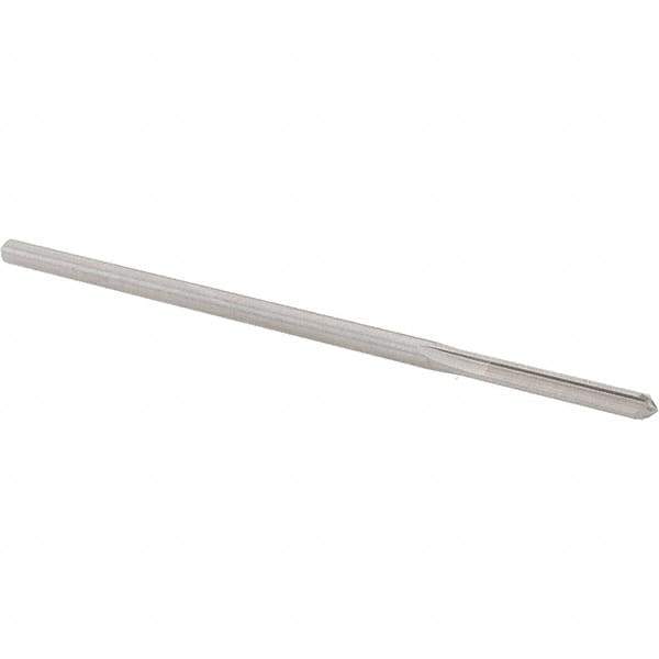 Alvord Polk - 0.1465" High Speed Steel 4 Flute Chucking Reamer - Straight Flute, 0.143" Straight Shank, 1" Flute Length, 4" OAL - Apex Tool & Supply