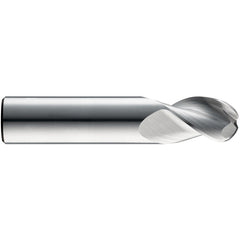 ‎1/2″ Dia. × 1/2″ Shank × 1-1/4″ DOC × 3″ OAL, Carbide TiB2, Spiral , 3 Flute, 38° Helix, Ballnose End Mill - Exact Industrial Supply