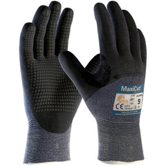 ‎44-3455/XL Cut Resistant Glove - MaxiCut Ultra - Blu. Eng Yrn - Black 3/4 MicroFoam Nirile Dot Coat - EN5 - Exact Industrial Supply