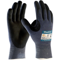 ‎44-3745/XS Cut Resistant Glove - MaxiCut Ultra - Blue Eng Yarn - Black MicroFoam Nitrile Coating - A3/EN5 - Exact Industrial Supply