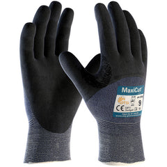‎44-3755/XXL Cut Resistant Gloves - MaxiCut Ultra - Blue 15G Eng Yarn - Black 3/4 Dip MicroFoam Nitrile - A3 - Exact Industrial Supply