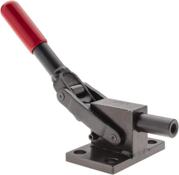 De-Sta-Co - 2,499.88 Lb Load Capacity, Flanged Base, Carbon Steel, Standard Straight Line Action Clamp - 4 Mounting Holes, 0.34" Mounting Hole Diam, 0.51" Plunger Diam, Straight Handle - Apex Tool & Supply
