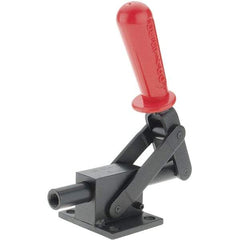 De-Sta-Co - 4,599.59 Lb Load Capacity, Flanged Base, Carbon Steel, Standard Straight Line Action Clamp - 4 Mounting Holes, 0.41" Mounting Hole Diam, 3/4" Plunger Diam, Straight Handle - Apex Tool & Supply