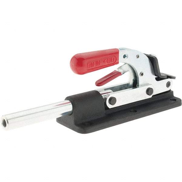 De-Sta-Co - 7,508.62 Lb Load Capacity, Flanged Base, Carbon Steel, Standard Straight Line Action Clamp - 6 Mounting Holes, 0.41" Mounting Hole Diam, 0.87" Plunger Diam, Straight Handle - Apex Tool & Supply