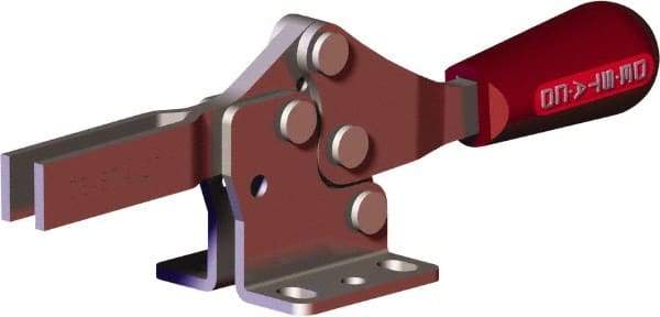 De-Sta-Co - 202 Lb Holding Capacity, Horizontal Handle, Manual Hold Down Toggle Clamp - 61° Handle Movement, 91° Bar Opening, U-Bar, Flanged Base, Carbon Steel - Apex Tool & Supply
