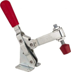 De-Sta-Co - 600 Lb Holding Capacity, Vertical Handle, Manual Hold Down Toggle Clamp - 58° Handle Movement, 103° Bar Opening, U-Bar, Flanged Base, Carbon Steel - Apex Tool & Supply