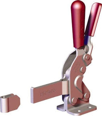 De-Sta-Co - 1,401 Lb Holding Capacity, Vertical Handle, Manual Hold Down Toggle Clamp - 66° Handle Movement, 78° Bar Opening, Solid Bar, Flanged Base, Carbon Steel - Apex Tool & Supply