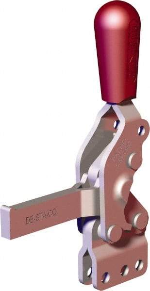De-Sta-Co - 607 Lb Holding Capacity, Vertical Handle, Manual Hold Down Toggle Clamp - 66° Handle Movement, 75° Bar Opening, Solid Bar, Straight Base, Carbon Steel - Apex Tool & Supply