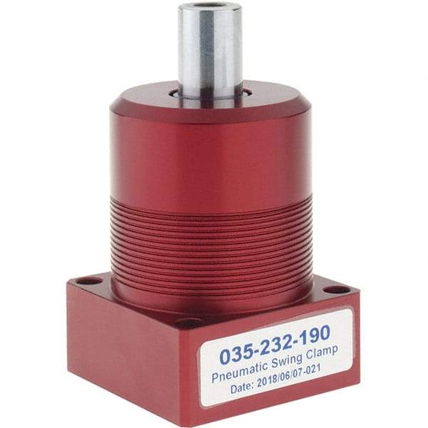 De-Sta-Co - 40 Lb Clamping Force, Right Hand Swing, 26.92mm Total Stroke, Double-Acting Pneumatic Swing Clamp - 10-32 Port, 70.87mm Body Length x 32mm Body Width, 0.99 Cu In, 100 Max psi - Apex Tool & Supply