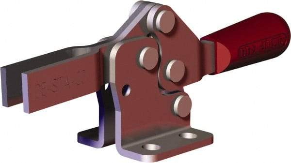 De-Sta-Co - 151 Lb Holding Capacity, Horizontal Handle, Manual Hold Down Toggle Clamp - 60° Handle Movement, 90° Bar Opening, U-Bar, Flanged Base, Carbon Steel - Apex Tool & Supply