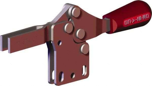 De-Sta-Co - 202 Lb Holding Capacity, Horizontal Handle, Manual Hold Down Toggle Clamp - 61° Handle Movement, 91° Bar Opening, U-Bar, Straight Base, Carbon Steel - Apex Tool & Supply
