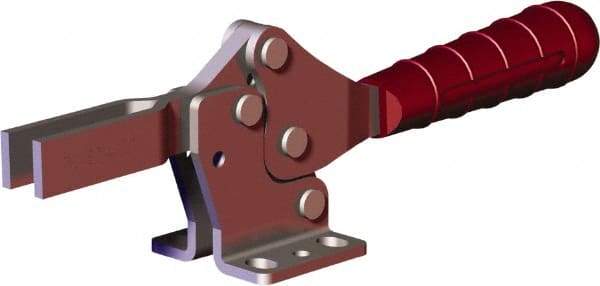 De-Sta-Co - 499 Lb Holding Capacity, Horizontal Handle, Manual Hold Down Toggle Clamp - 56° Handle Movement, 91° Bar Opening, U-Bar, Flanged Base, Carbon Steel - Apex Tool & Supply