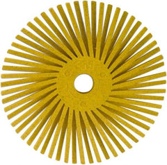 3M - 3" 80 Grit Ceramic Tapered Disc Brush - Medium Grade, Plain Hole Connector, 1" Trim Length, 0.37" Arbor Hole - Apex Tool & Supply
