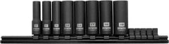 Irwin - 8 Piece 3/8" Drive Deep Well Impact Socket Set - 6 Points, 10mm to 19mm Range, Metric Measurement Standard - Apex Tool & Supply
