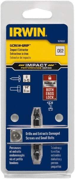 Irwin - Screw Extractor - #2 Extractor, 1/4" Socket, 1/4" Hex, 2" OAL - Apex Tool & Supply