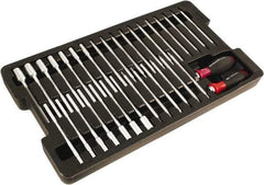 Wiha - 33 Piece, 4mm Drive Screwdriver Insert Torx Bit Set - #0 to 6 Phillips, 2 to 6mm Hex, T6 to T40 Torx, #1 & #2 Square Recess, 3.5 to 4.5 & 5.5 to 6.5mm Slotted - Apex Tool & Supply